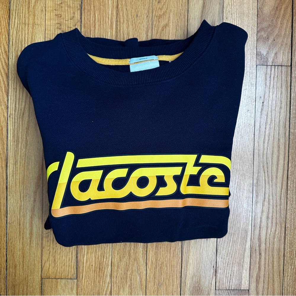 Lacoste Live! Navy and Yellow Logo Sweatshirt